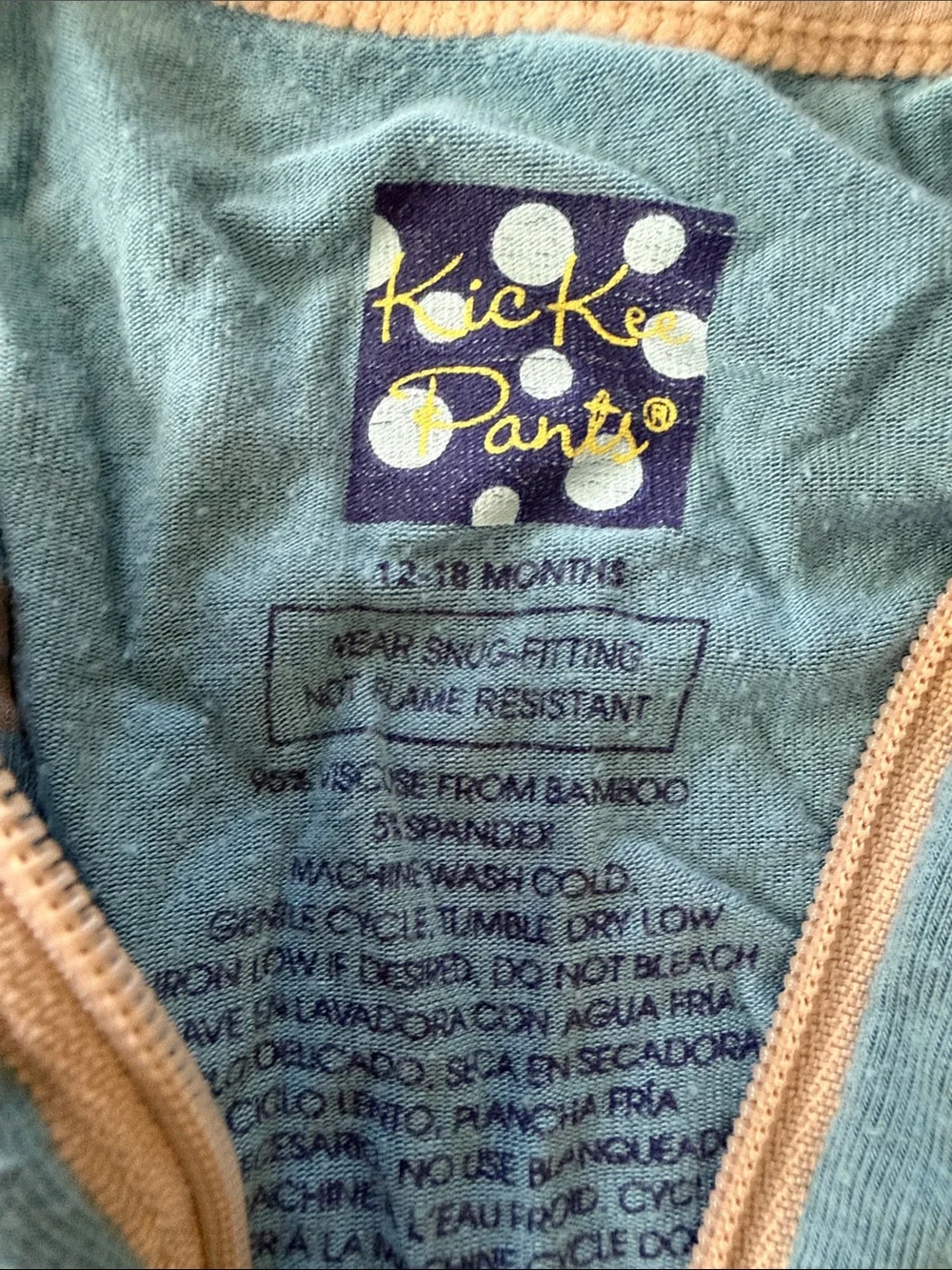 Kicker pants 12-18 bamboo Blue Seal-Print Kids One-Piece Footed Pajamas